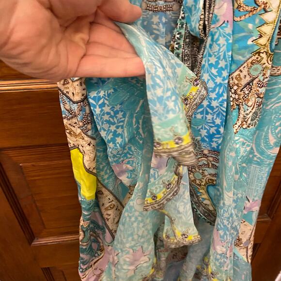 Camilla Long Wrap Dress w/ Frill Turn Back Time size XS Blue $749 NWT's - Picture 16 of 16